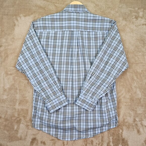 Burberry London Made in USA Plaid Shirt Men's Size M Check Blue Long Sleeve Brit - Picture 2 of 10